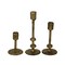 Set of 3 Aged Bronze Cast Iron Taper Candle Holders MCM, Gothic Industrial Decor